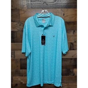 Callaway Mens Opti-Dri Golf Polo Shirt Blue Radiance Geometric Print XL CGKSF0C9
